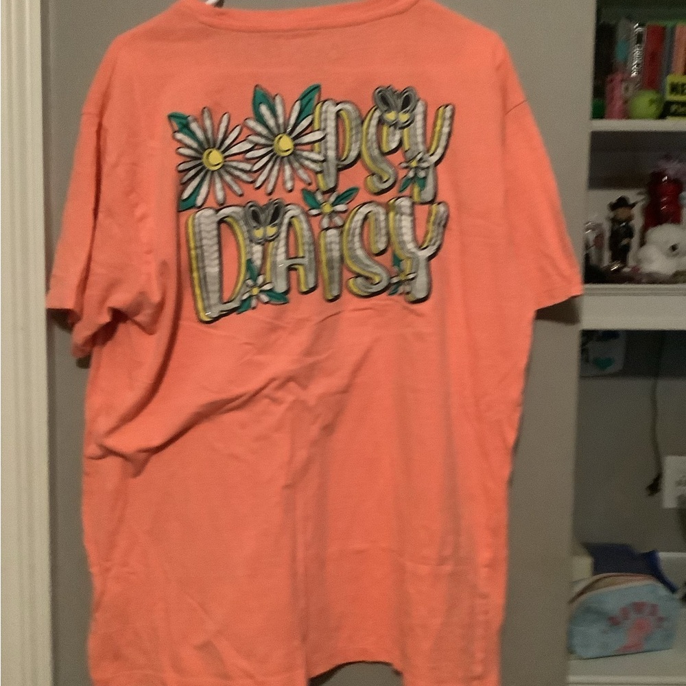 Simply Southern Orange Short Sleeve Tee with Tropical Design